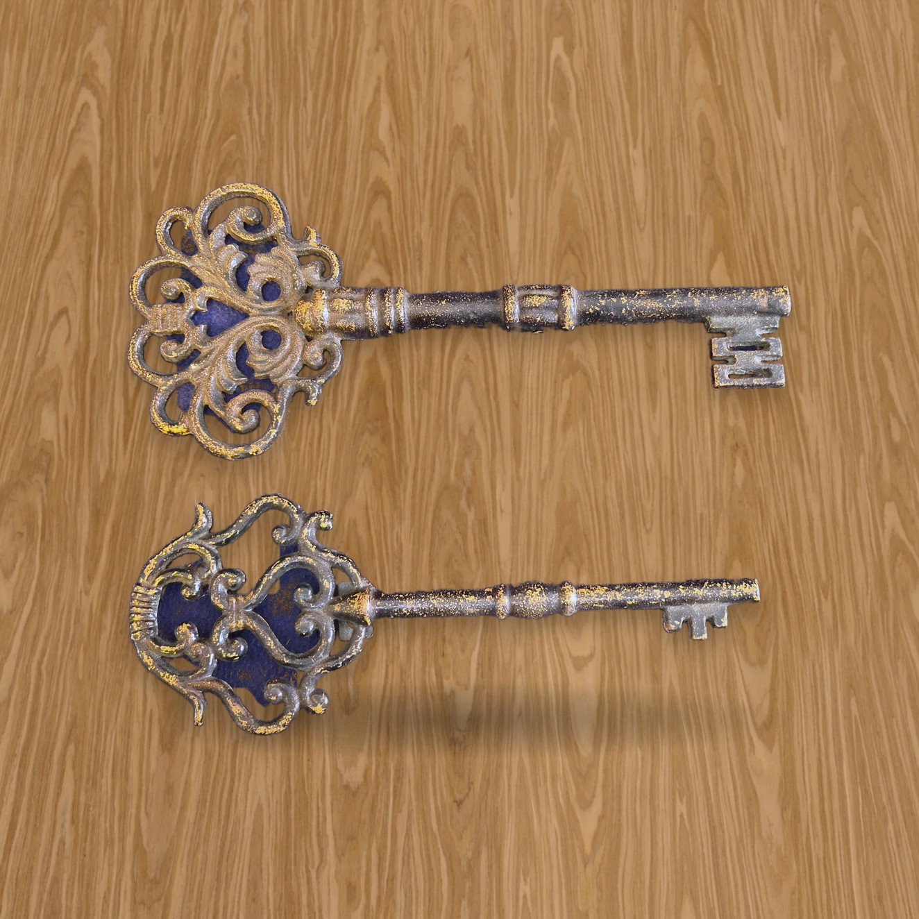 Ornate wrought iron display keys x2