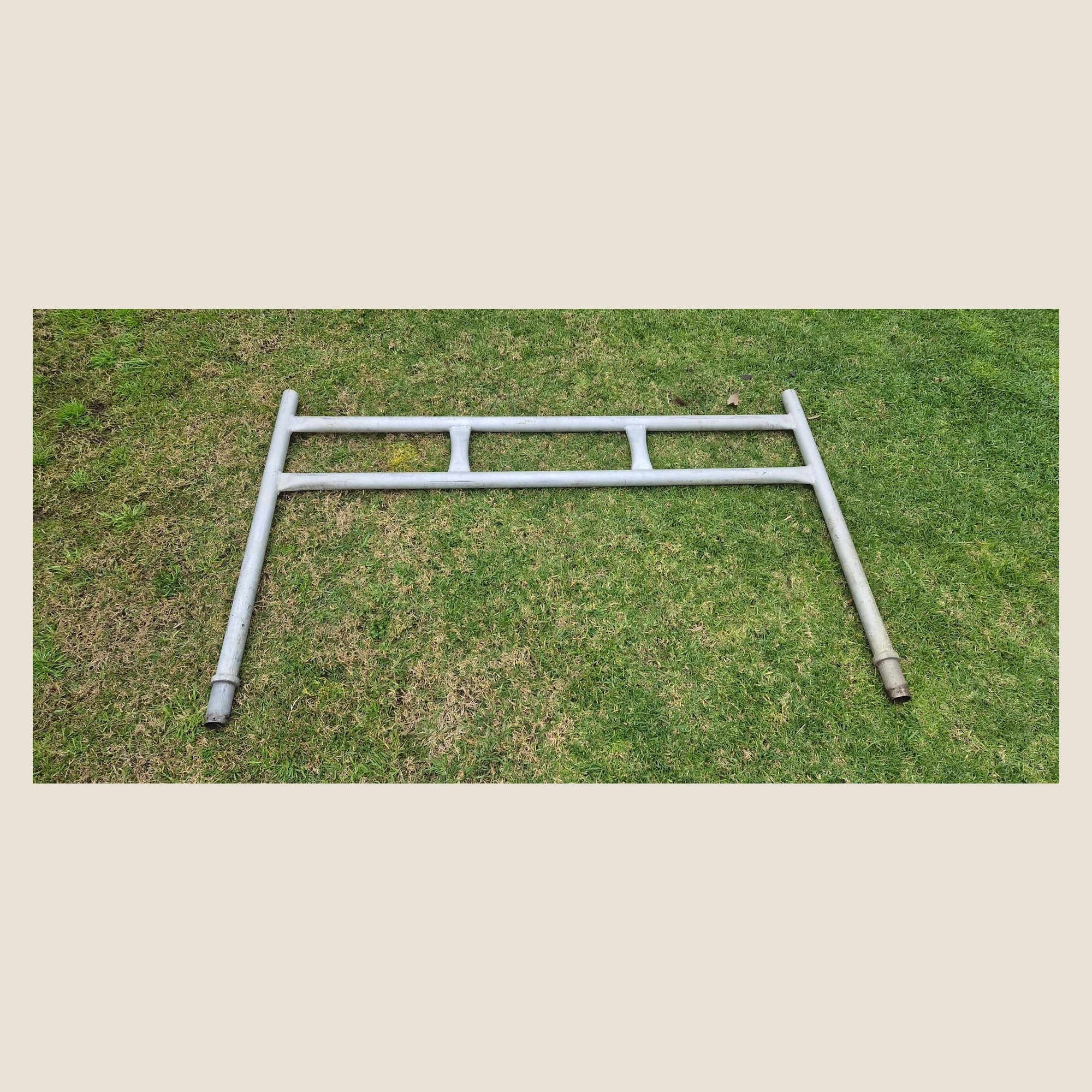 Alloy ute tray ladder rack bar, approx 1.7 m wide, drop-in spigot legs