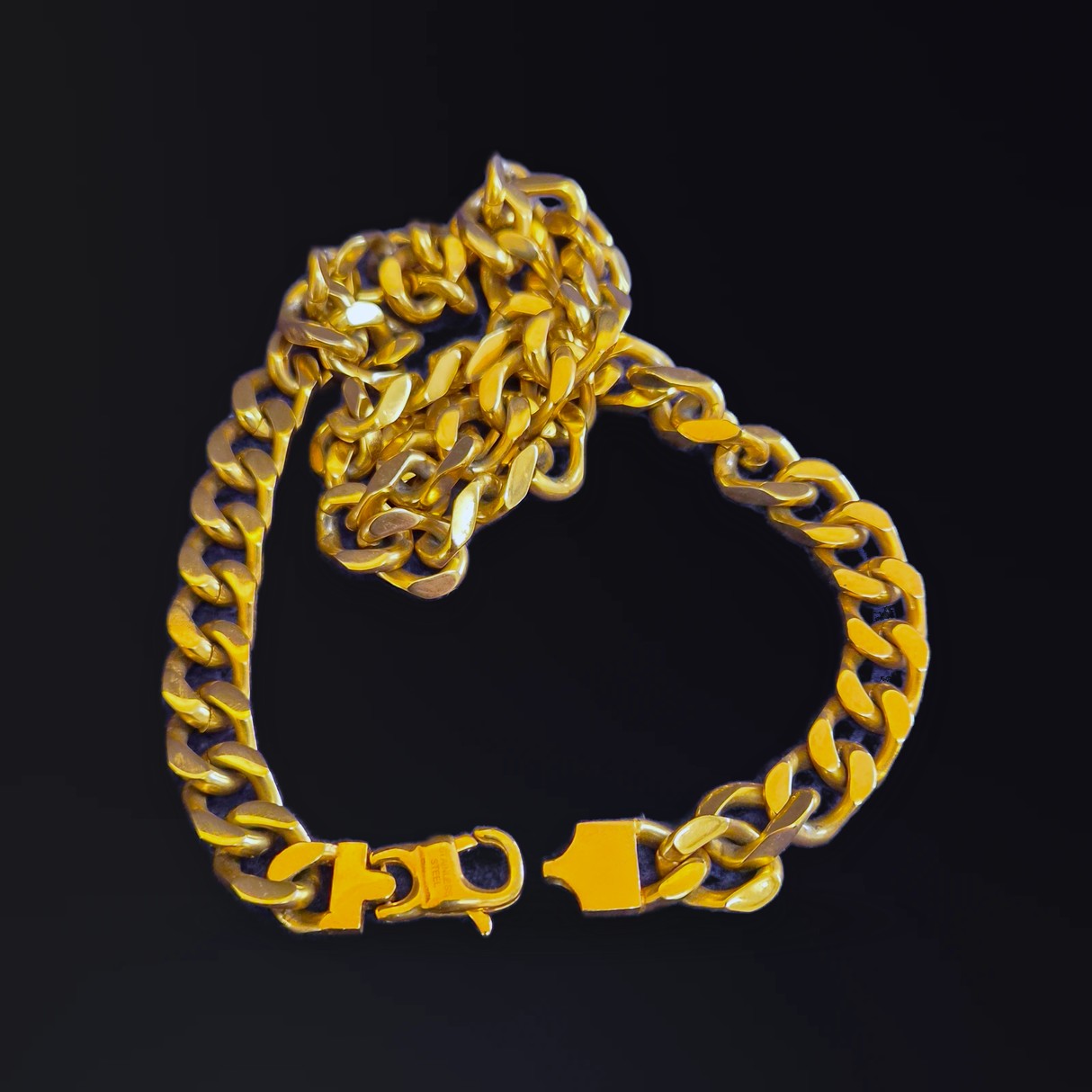 Chunky gold-plated stainless curb chain, 65 cm