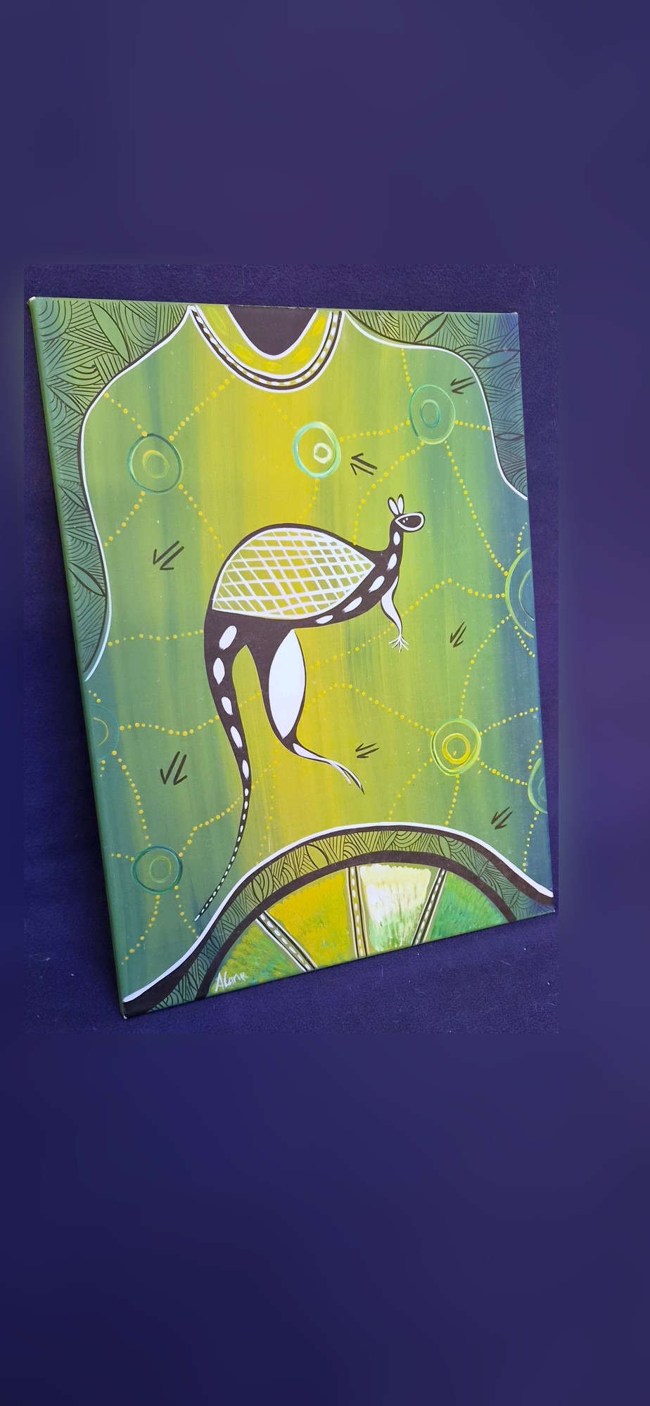 Original kangaroo artwork on canvas, signed Alarna, 600 x 450